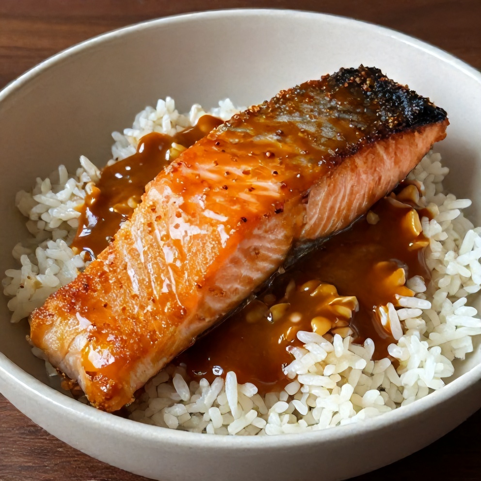 Easy Korean Gochujang Butter Salmon Rice Bowl