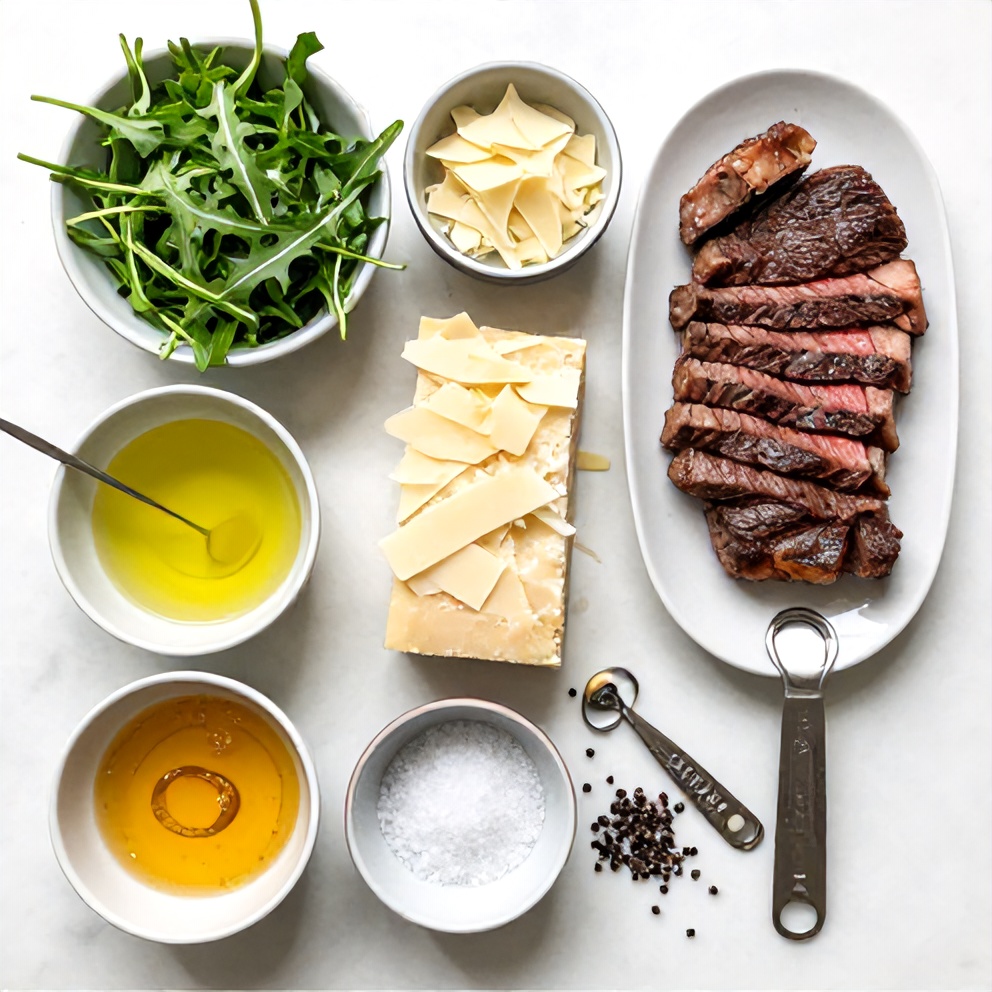 Raw ingredients for meal prep steak salad