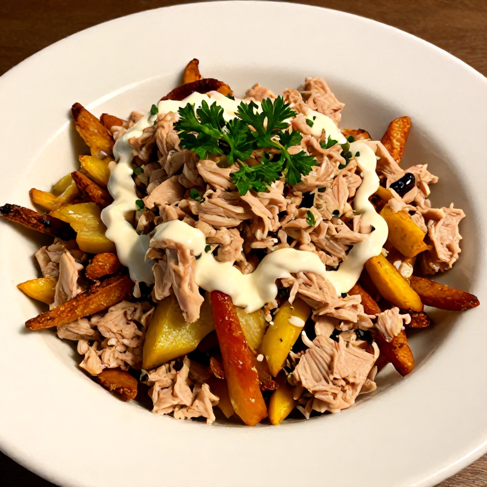 Mediterranean Tuna Salad served in a bowl with a lemon wedge