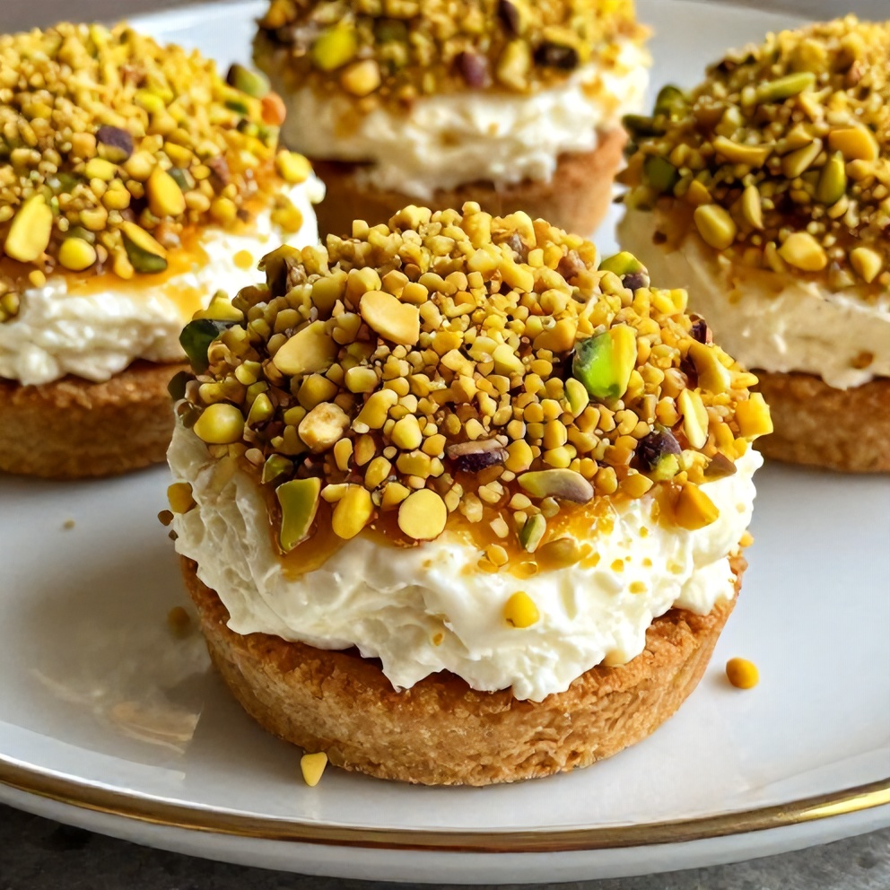 Plated No-Bake Ricotta Cups with Honey and Pistachios