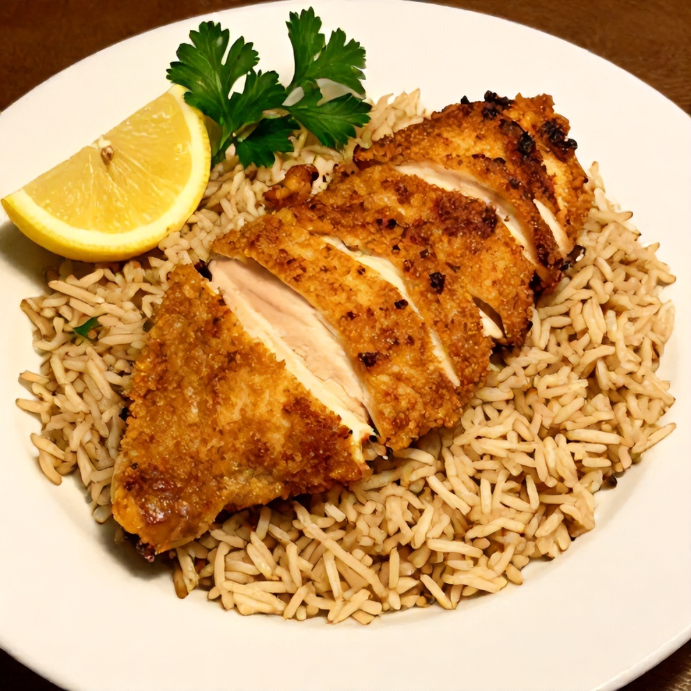 One-Pan Lemon Chicken and Rice Dinner Plated