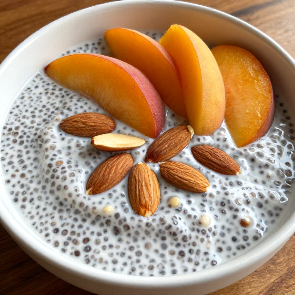 Peach Chia Pudding with Almonds