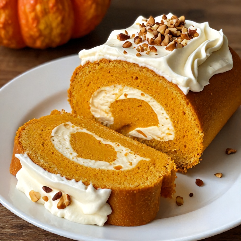 Easy Spiced Pumpkin Roll with Cream Cheese Frosting