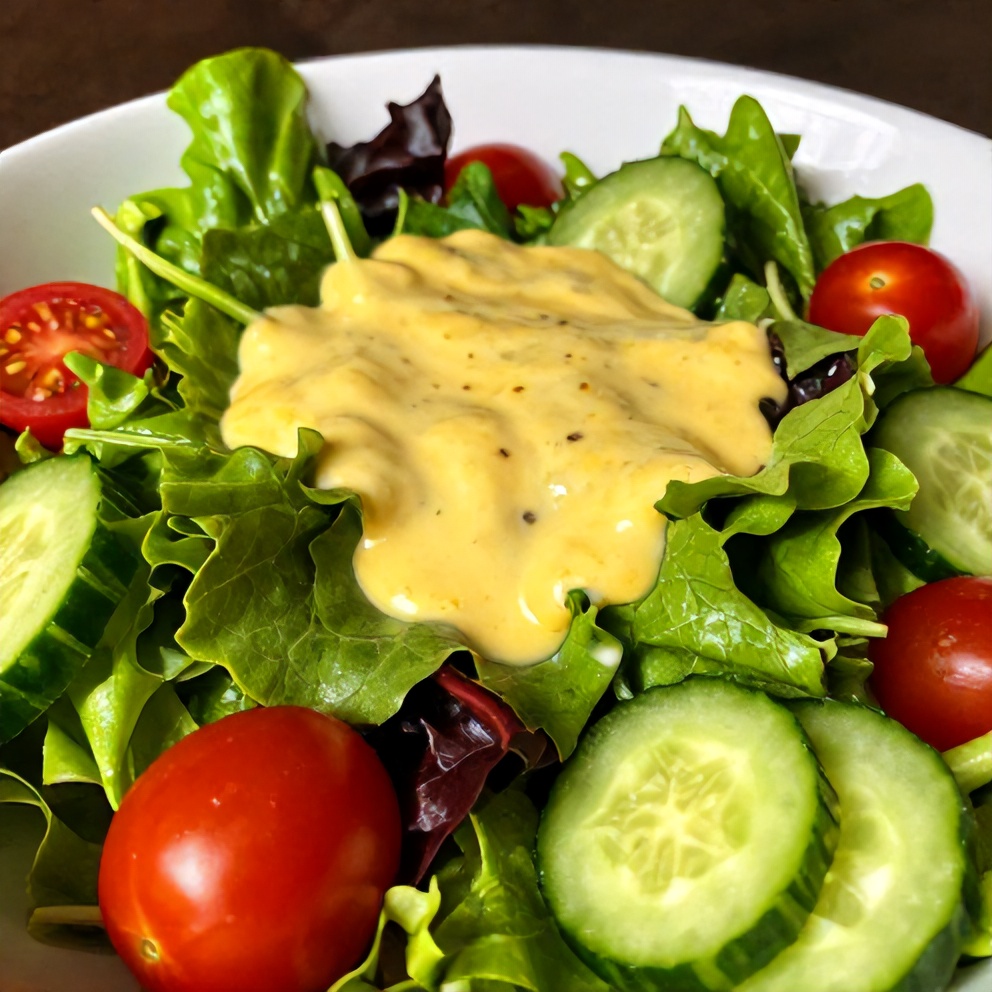 Lemon Vinaigrette Dressed Salad with Cherry Tomatoes and Cucumber