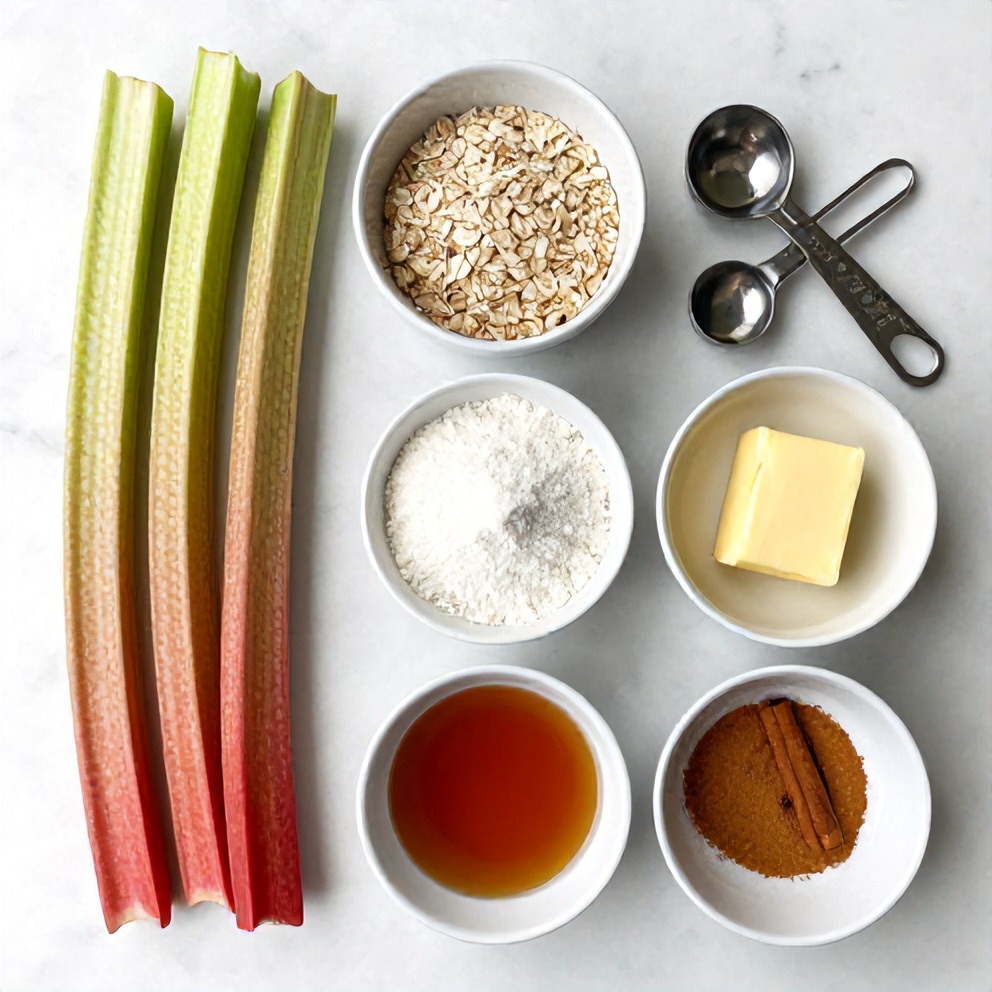 Raw ingredients for Easy Rhubarb Crisp