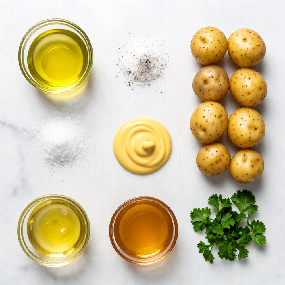 Raw ingredients for easy roasted potato salad
