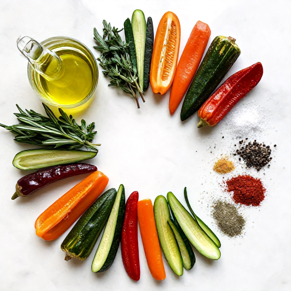 Raw Ingredients for Easy Roasted Rainbow Vegetables