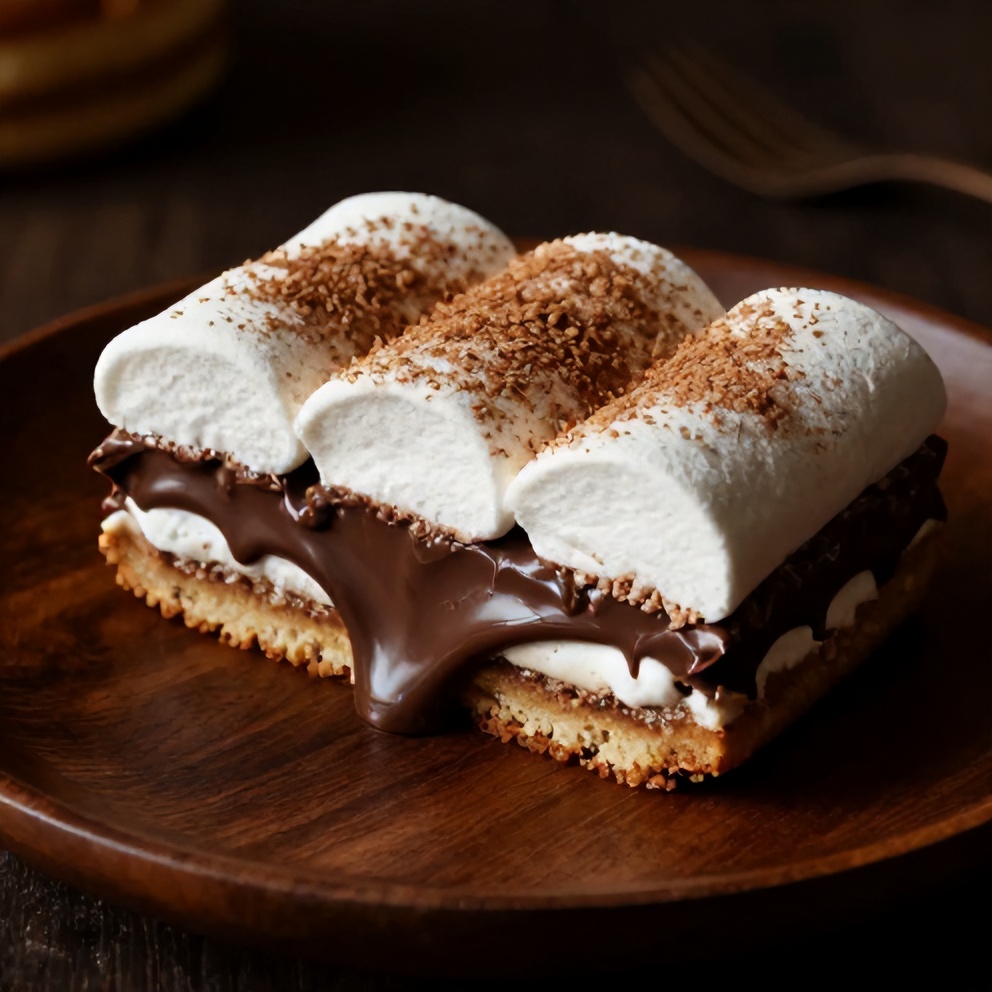 Sliced S'mores cookie cake on a plate with a fork