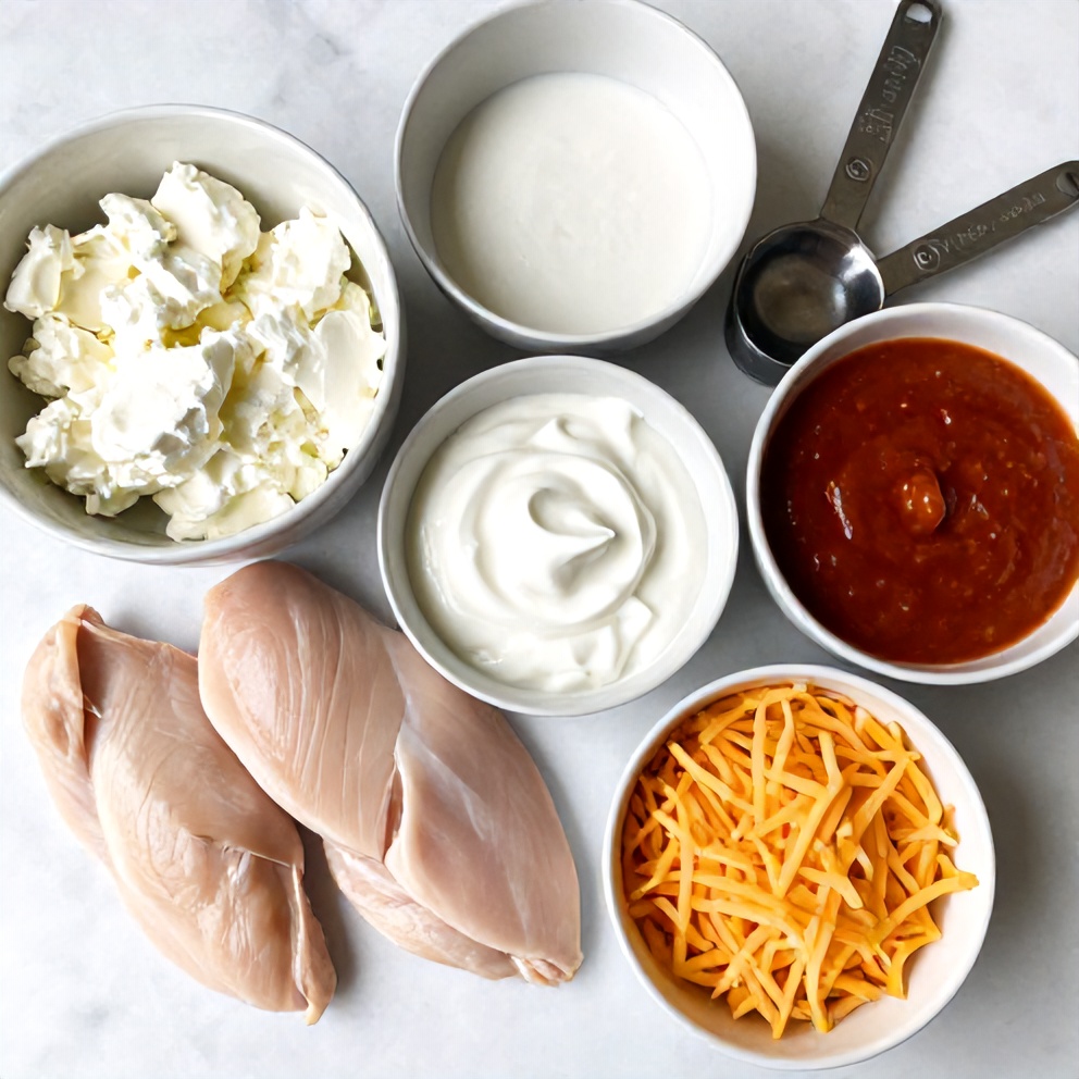 Raw ingredients for Buffalo Chicken Dip