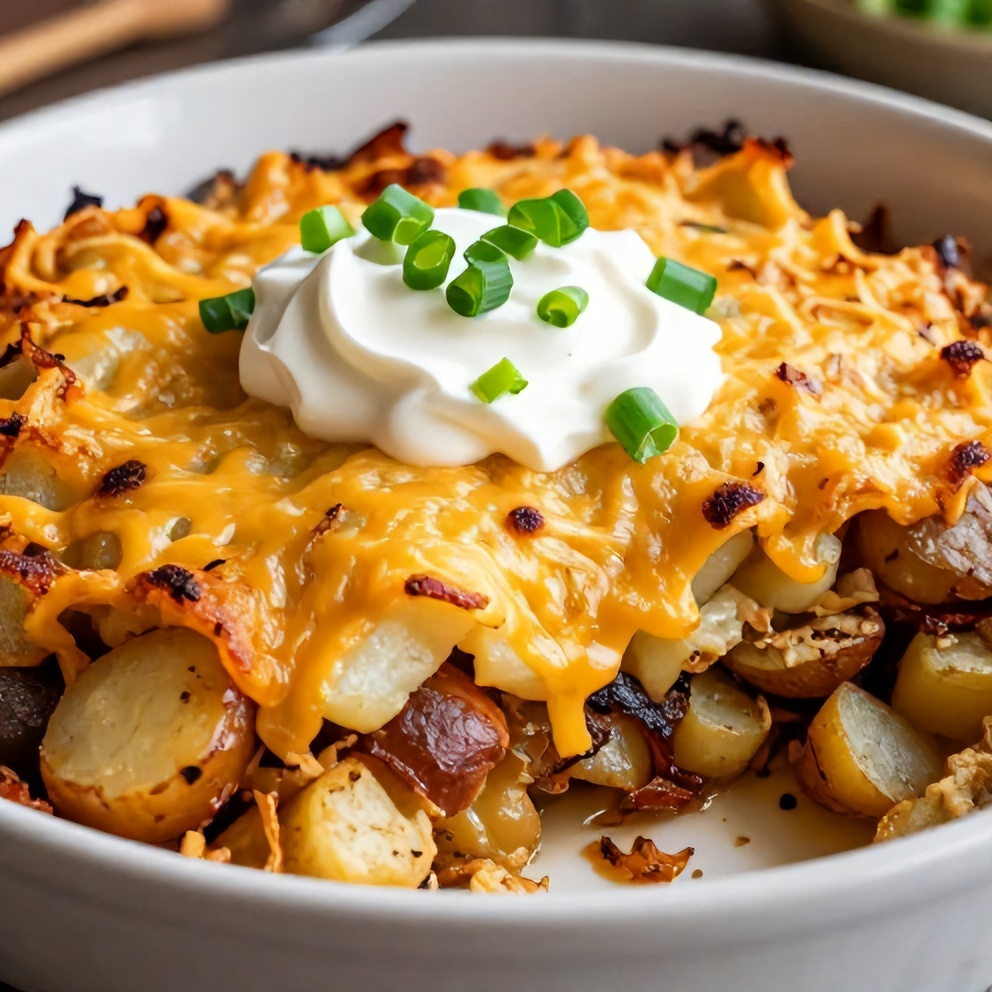 Final Plated Slow Cooker Cowboy Potato Casserole