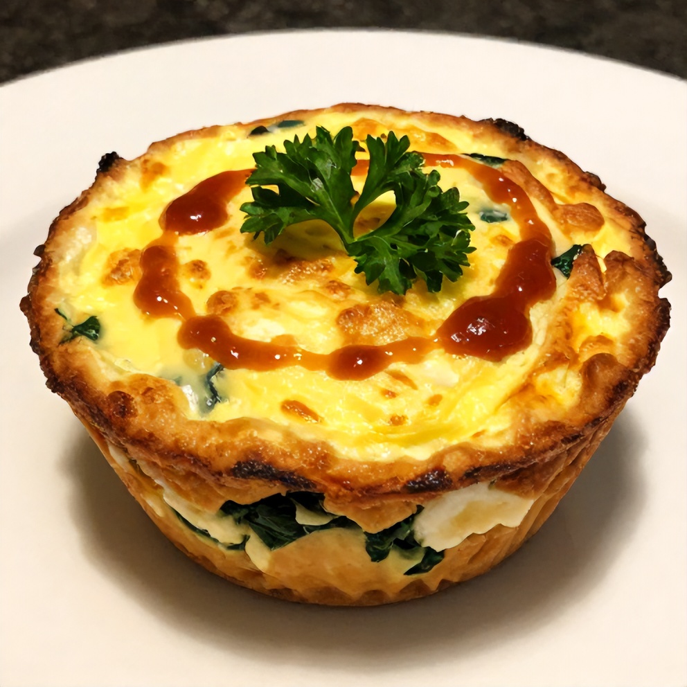 Plated spinach and feta egg muffins