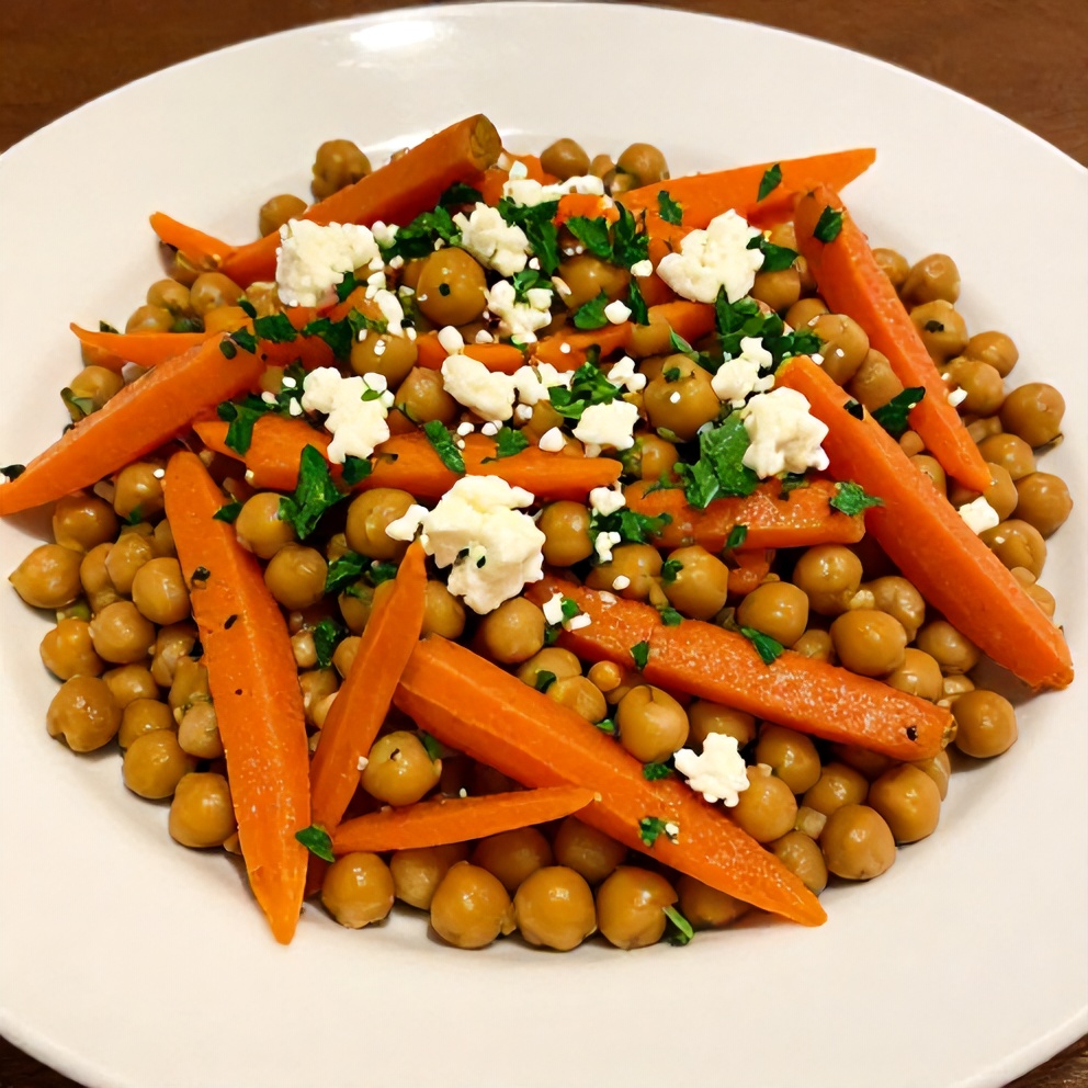 Plated serving of Easy Spring Carrot and Chickpea Salad