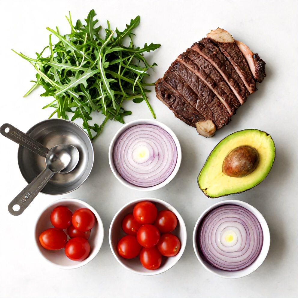 Raw Ingredients for Steak and Arugula Salad