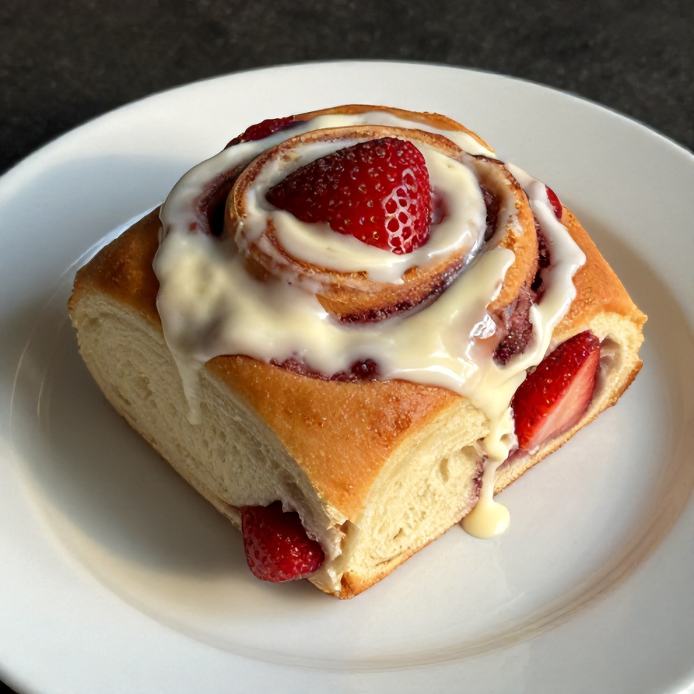 Easy Strawberry Cinnamon Rolls with Cream Cheese Glaze