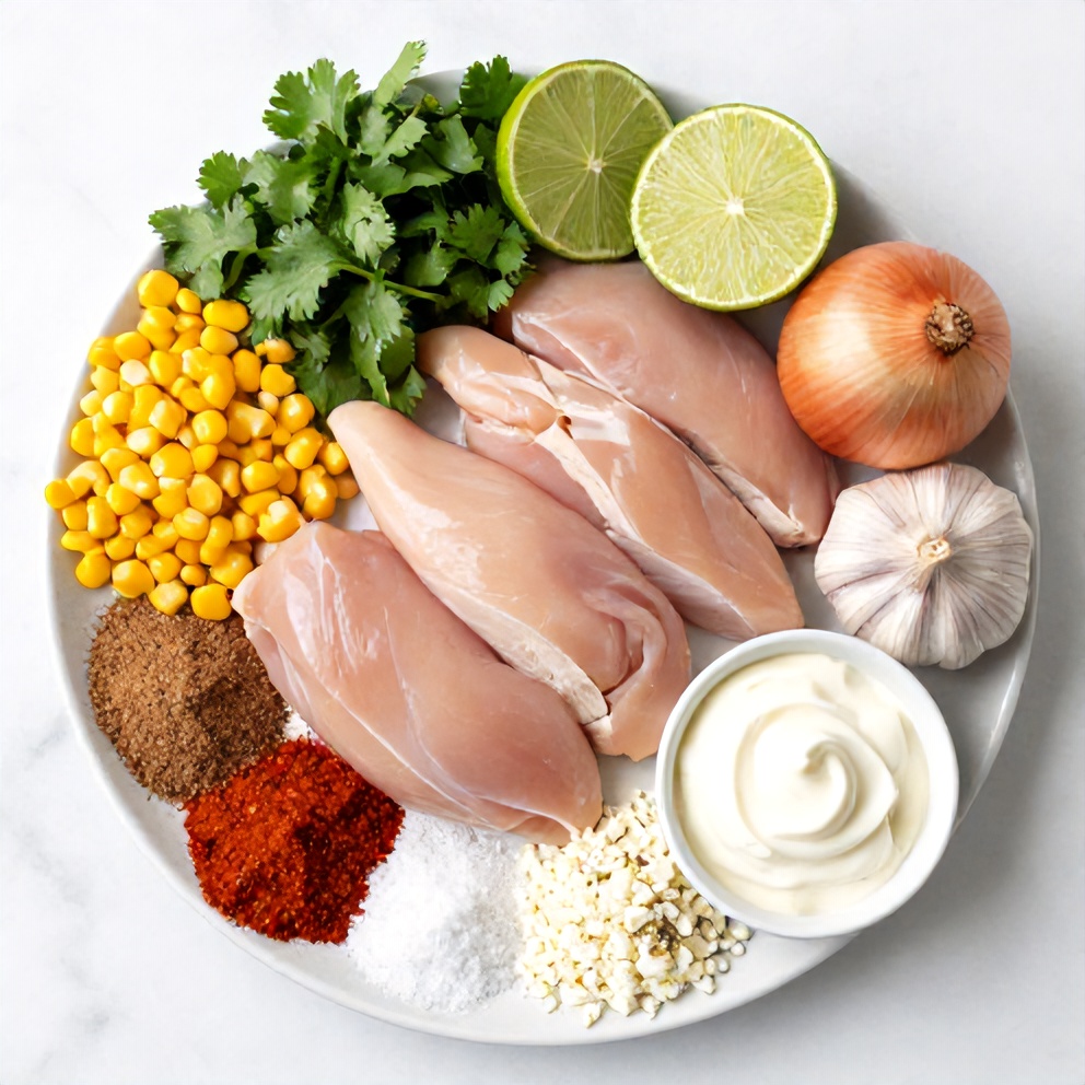 Raw Ingredients for Easy Street Corn Chicken Bowl