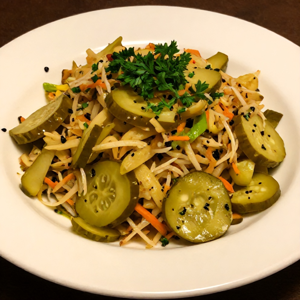 Sweet and Spicy Pickle Slaw served on a plate