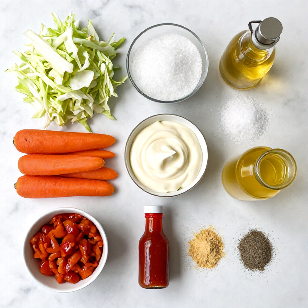Ingredients for Sweet and Spicy Pickle Slaw