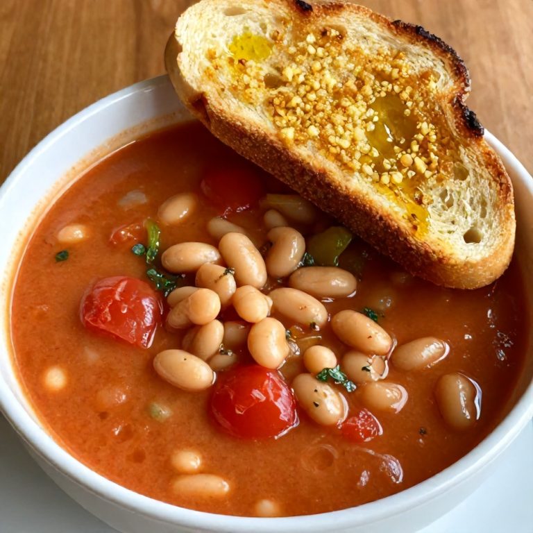 Easy Tomato and White Bean Soup with Garlic Toast