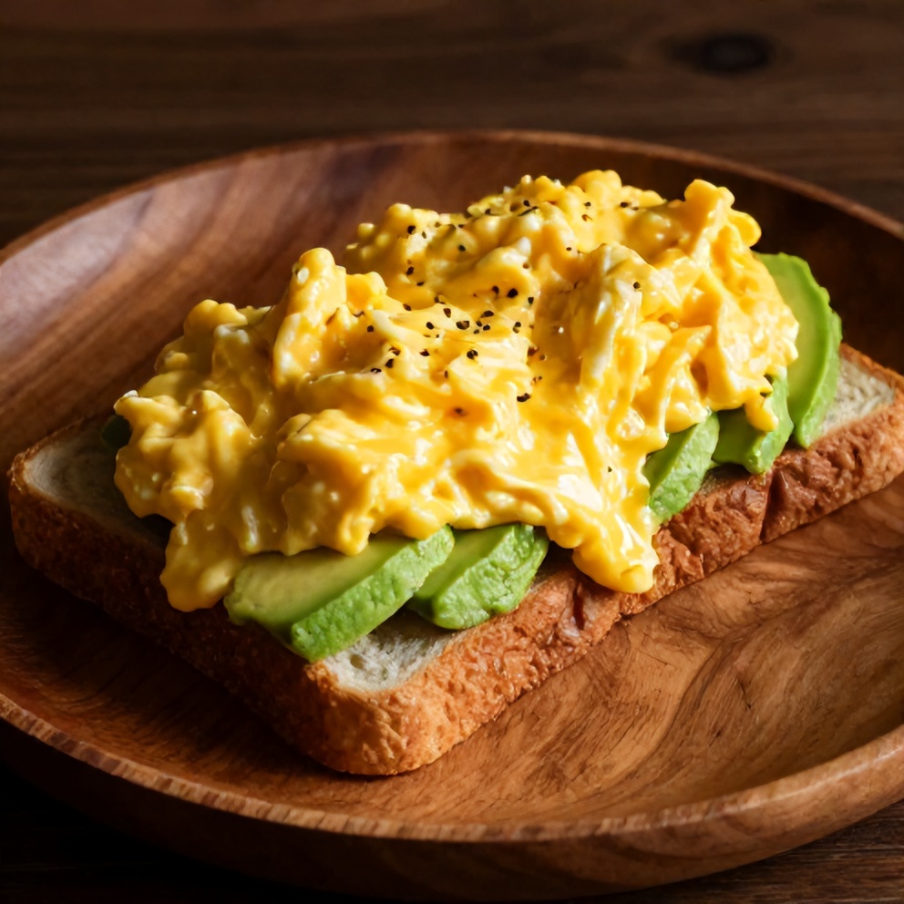 Veggie Scrambled Eggs on Toast with Avocado