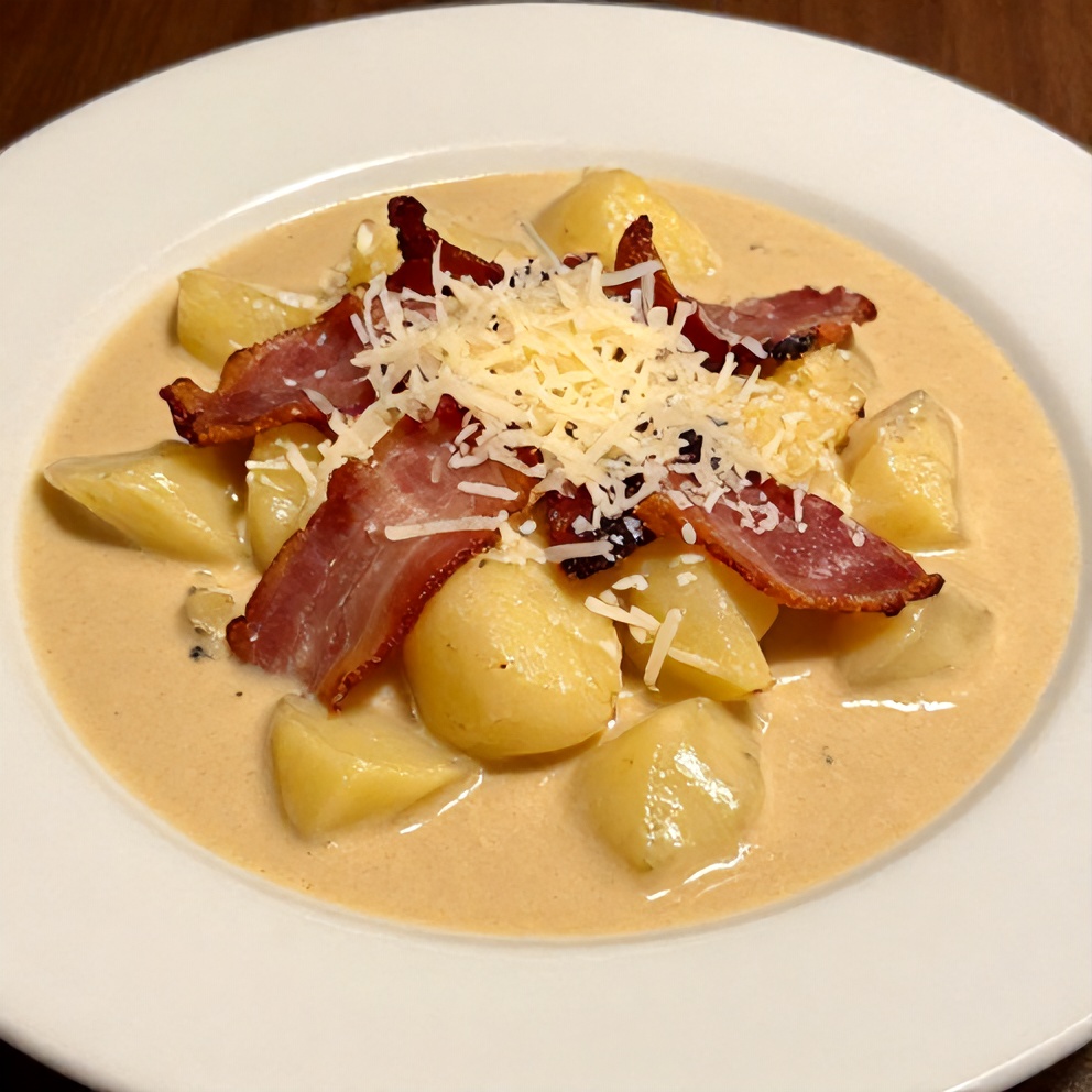 Zuppa Toscana Casserole served with garlic bread