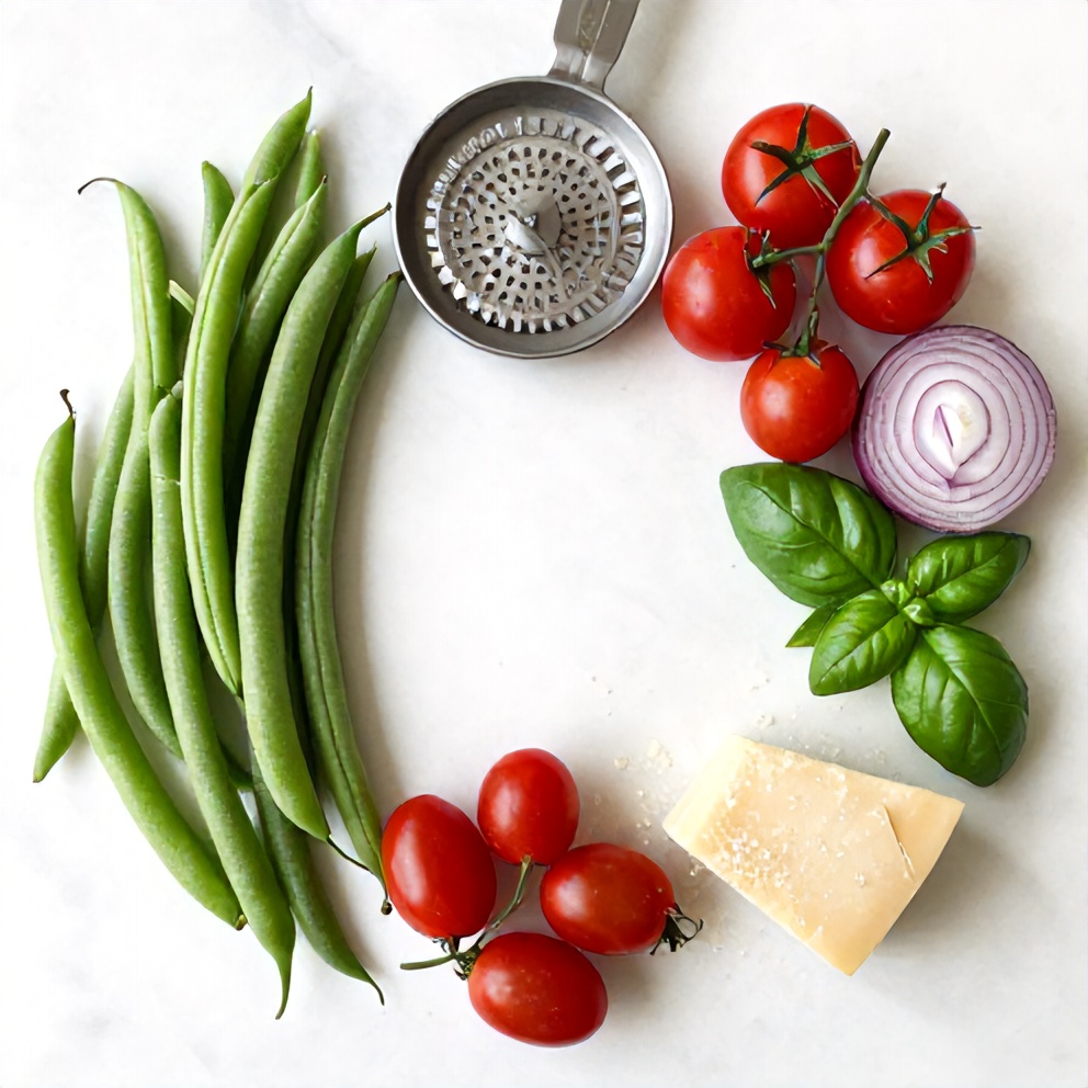 Raw Ingredients for Fresh Green Bean and Tomato Salad