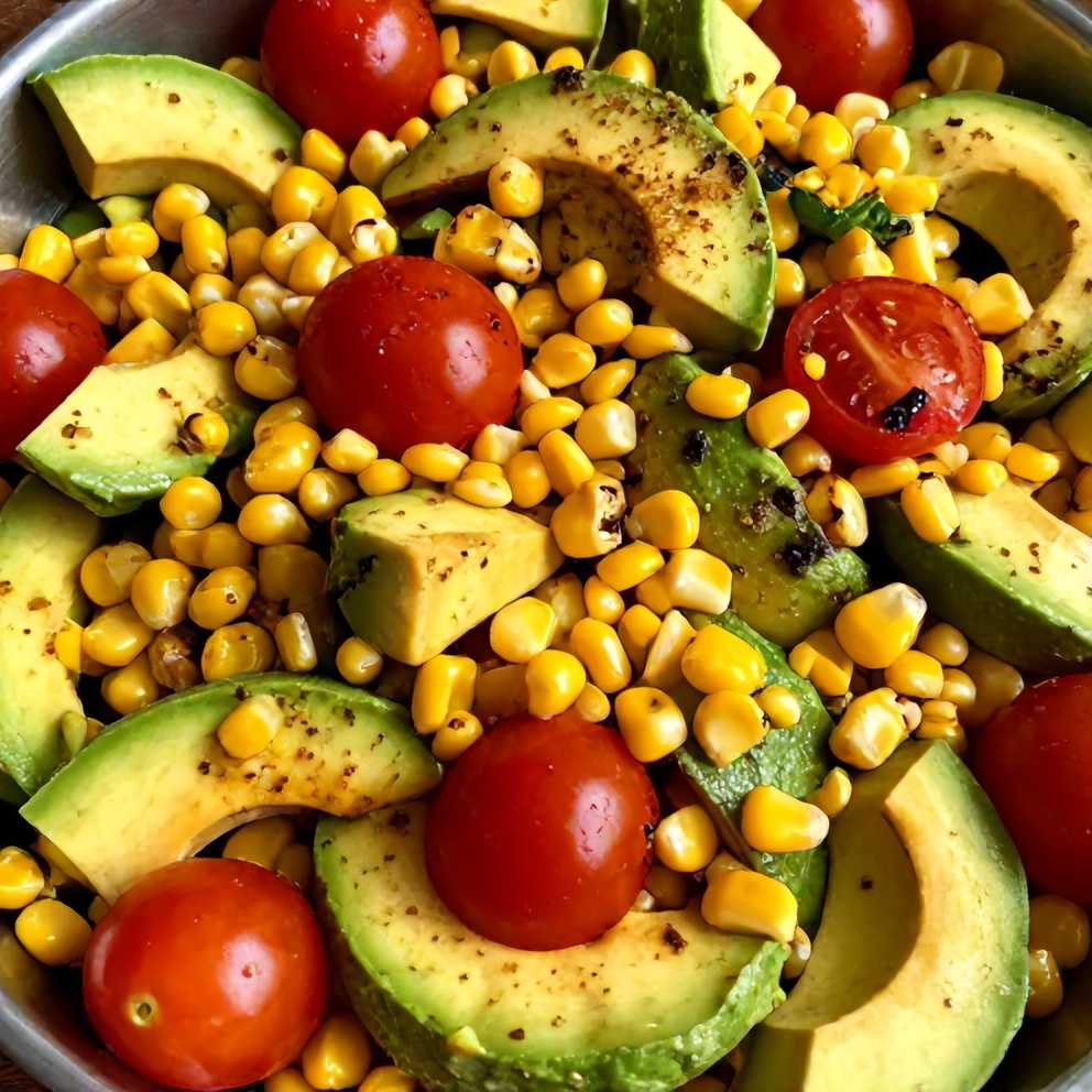 Fresh Grilled Corn Avocado Salad with Cherry Tomatoes
