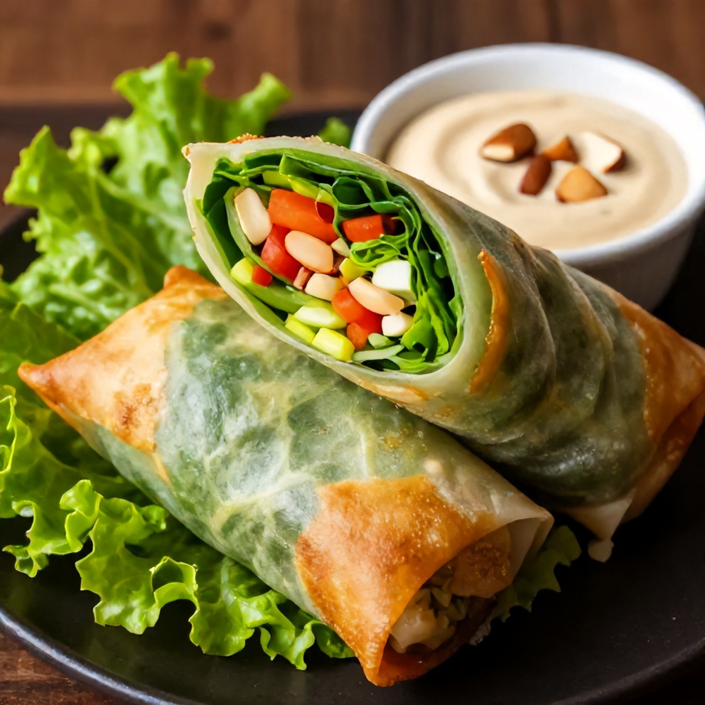 fresh lettuce wrapped veggie spring rolls