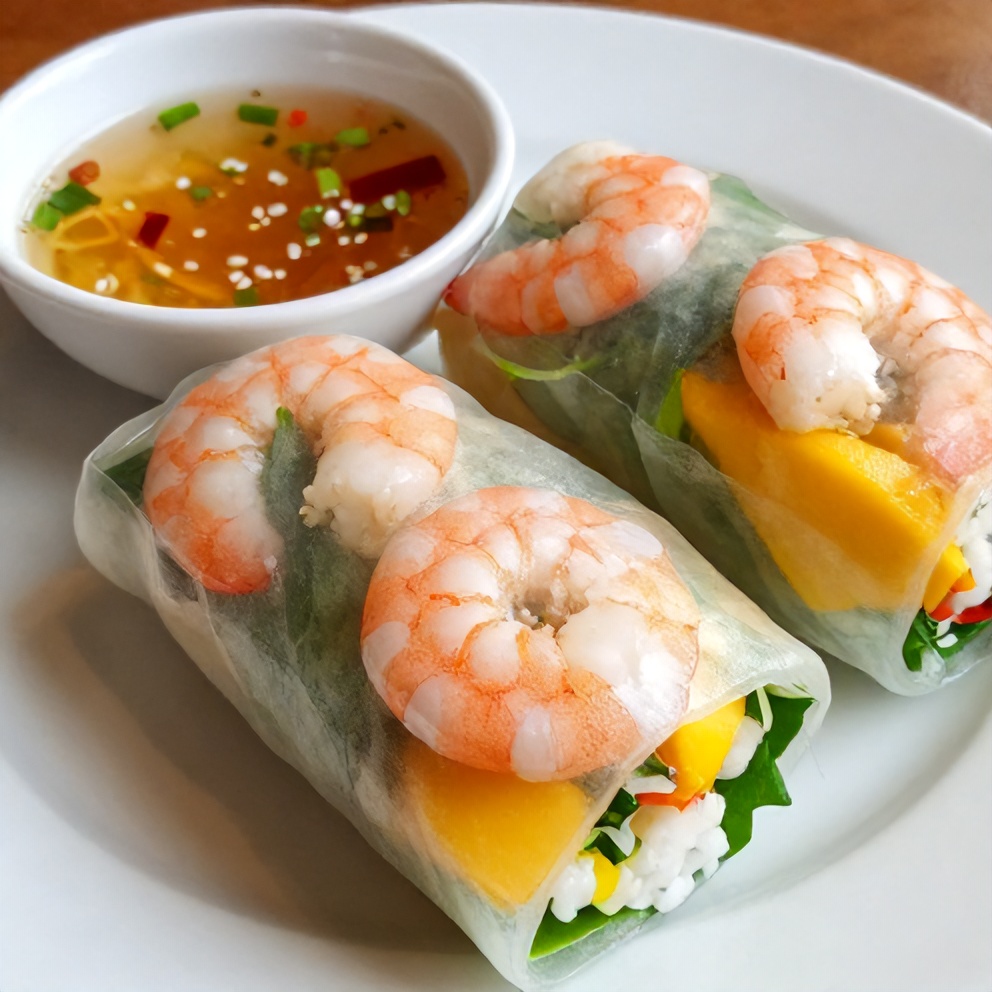 fresh mango shrimp summer rolls