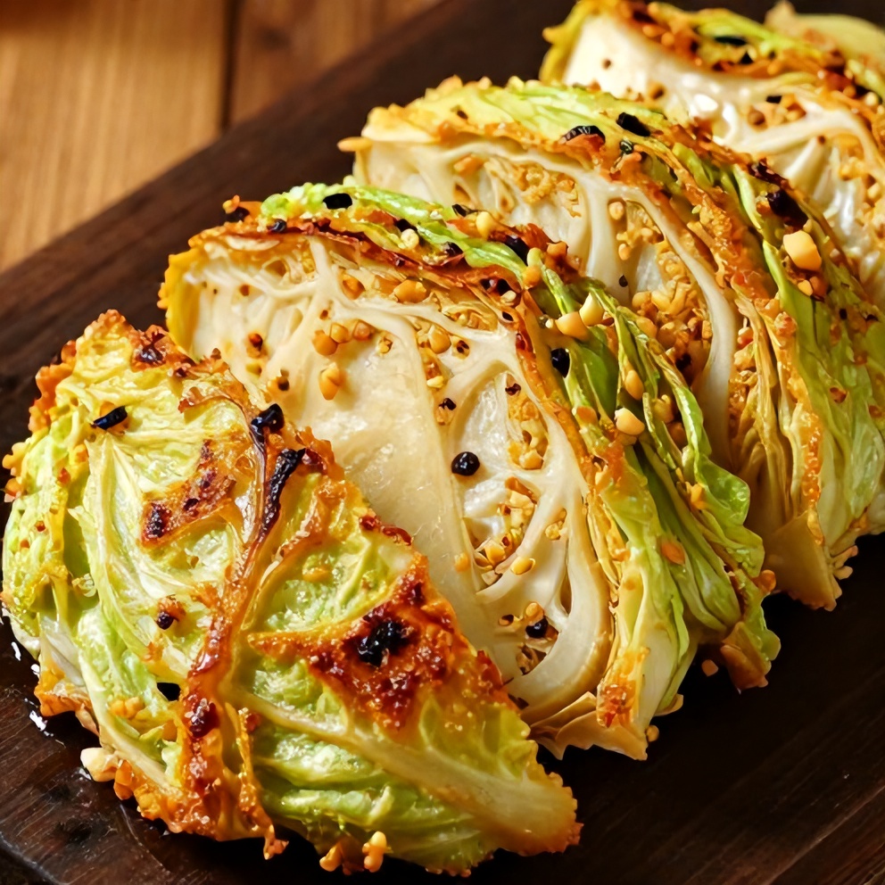 garlic roasted cabbage steaks