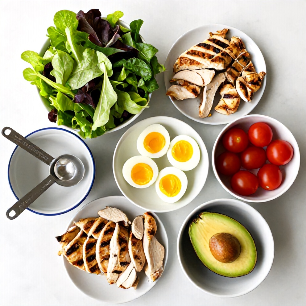 Raw Ingredients for Grilled Chicken Cobb Salad