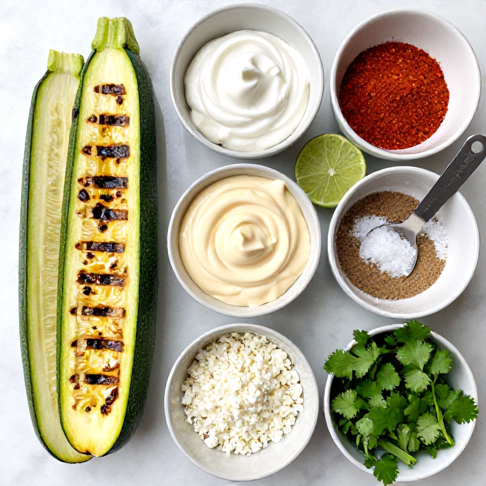 Raw ingredients for Mexican Street Corn Grilled Zucchini