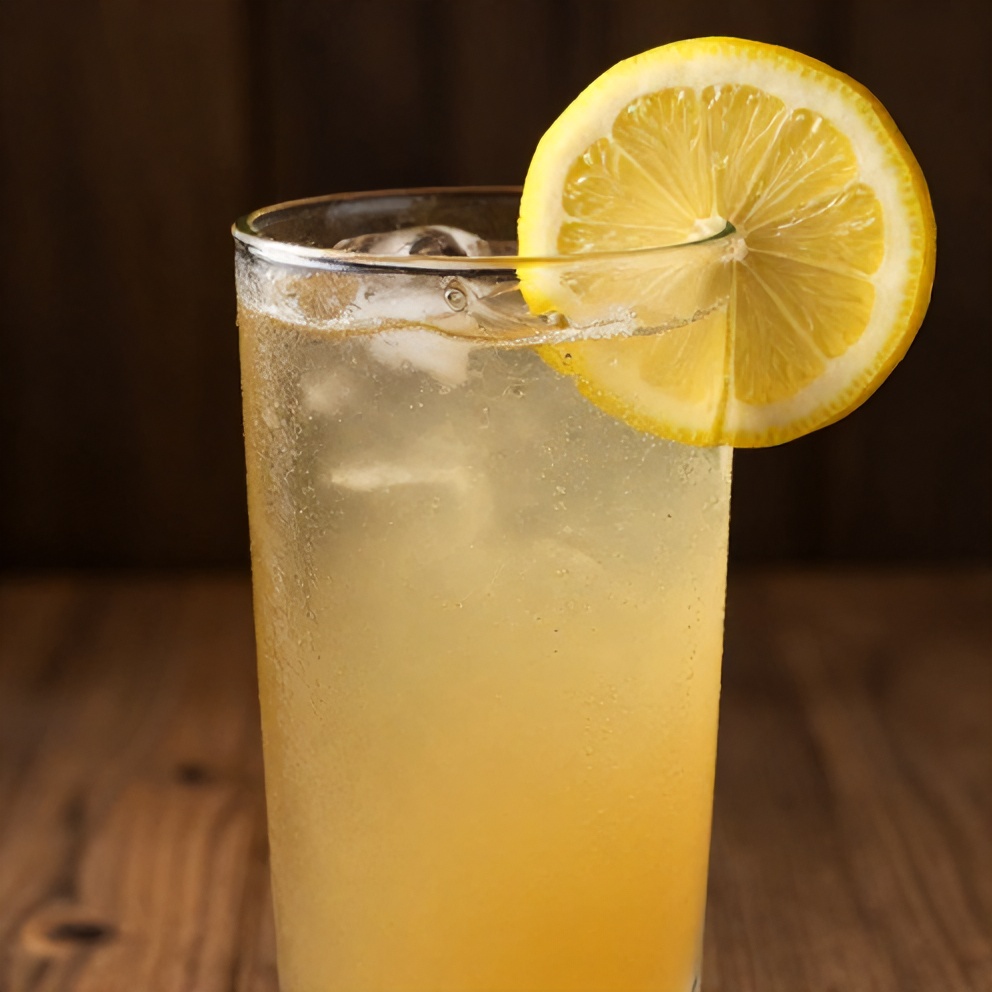 Guava White Tea Lemonade garnished with lemon slice
