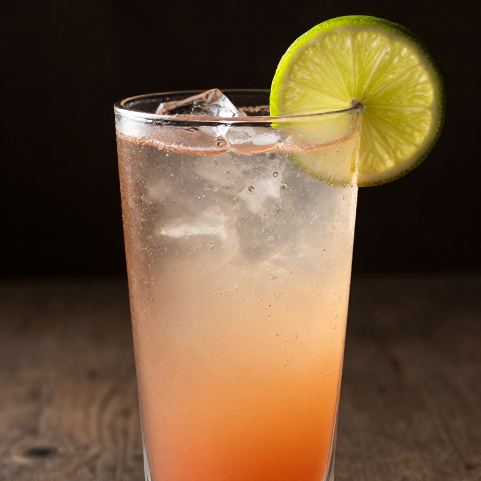 A glass of Keto Hibiscus Lime Sparkling Water garnished with a lime wheel