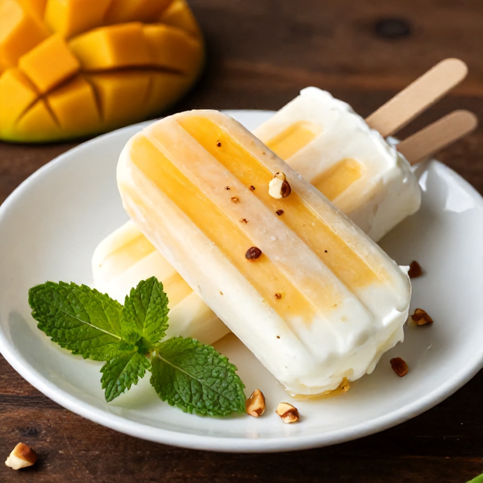 Mango Greek Yogurt Popsicles ready to serve