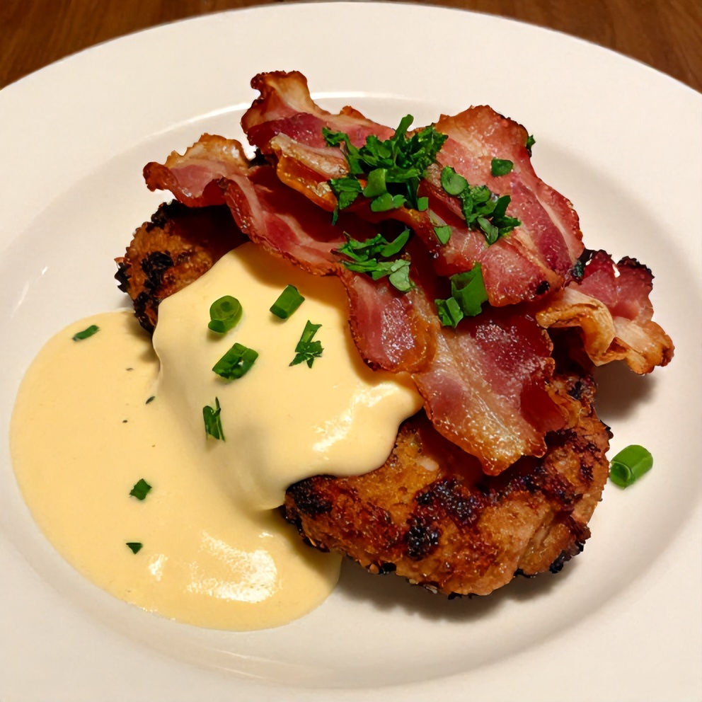 Finished Maple Bacon Pork Chops with Creamy Dijon Mustard Sauce