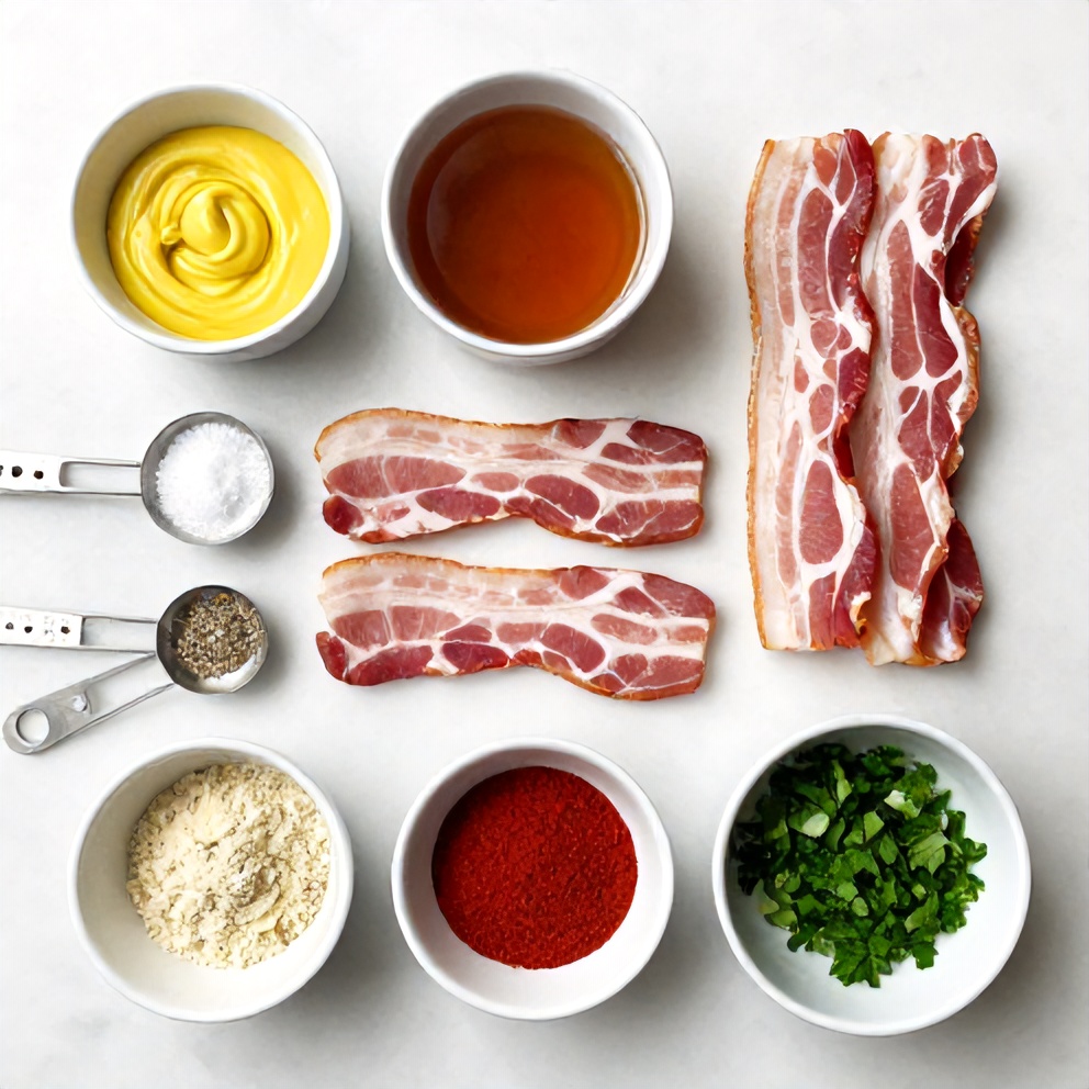 Raw ingredients for maple bacon pork chops