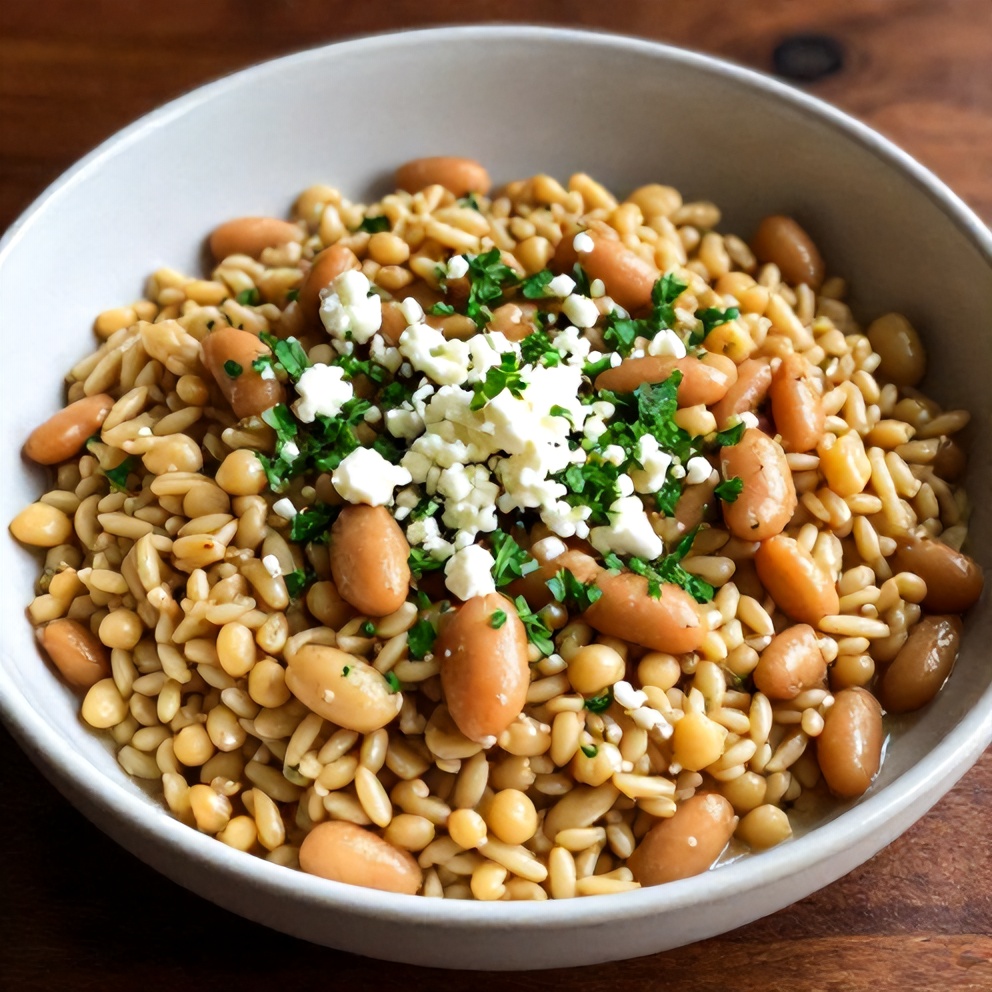 Mediterranean Orzo and Beans One-Pot Dinner Served