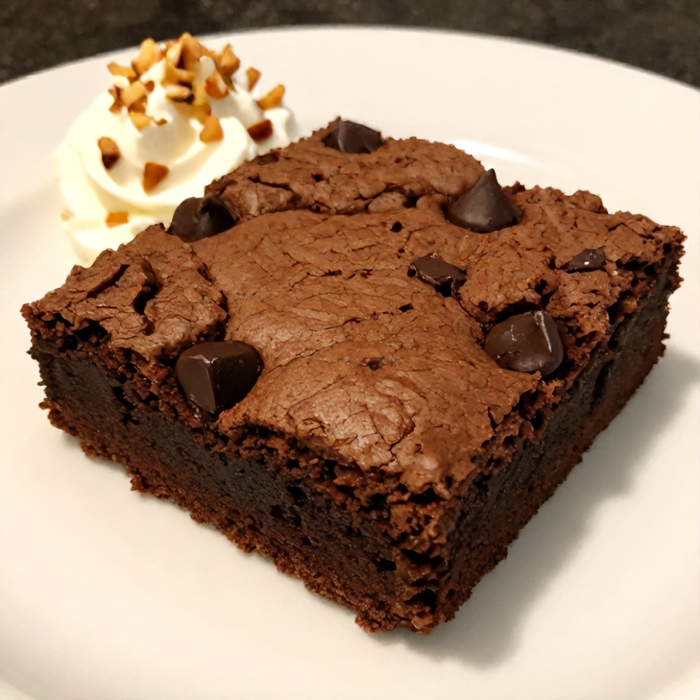 Moist Banana Bread Brownies with Chocolate Chips on a plate
