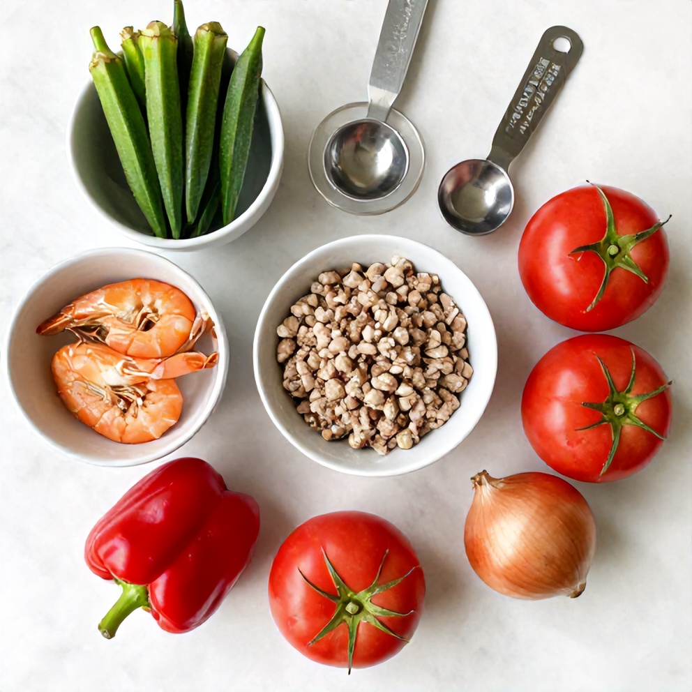 Raw Ingredients for Nigerian Okra Soup