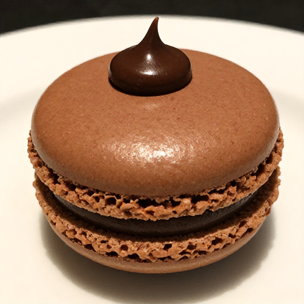 Perfect Chocolate Macarons on a White Plate