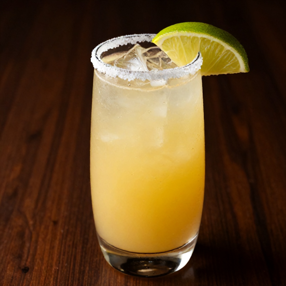 Pineapple Margarita Mocktail served in a glass with a salted rim