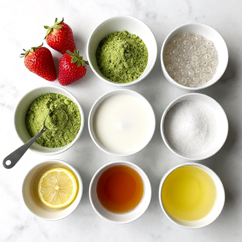 Strawberry Matcha Sago Dessert Ingredients