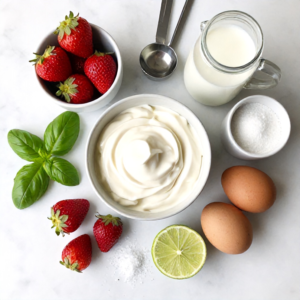 Roasted Strawberry Basil Ice Cream Ingredients