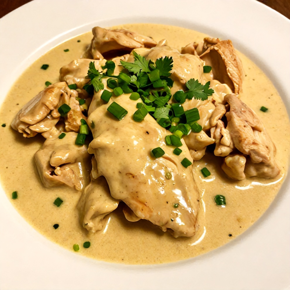 Plated Slow Cooker Chicken Curry with Coconut Milk