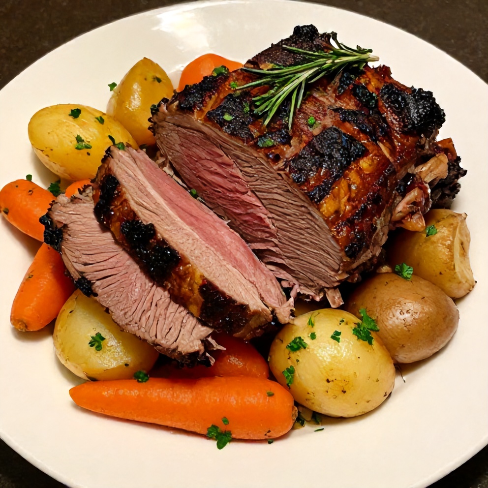 Slow Cooker Chuck Roast with Vegetables plated
