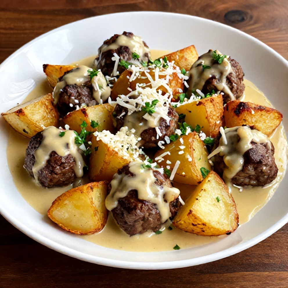 Slow Cooker Garlic Butter Beef Bites with Potatoes