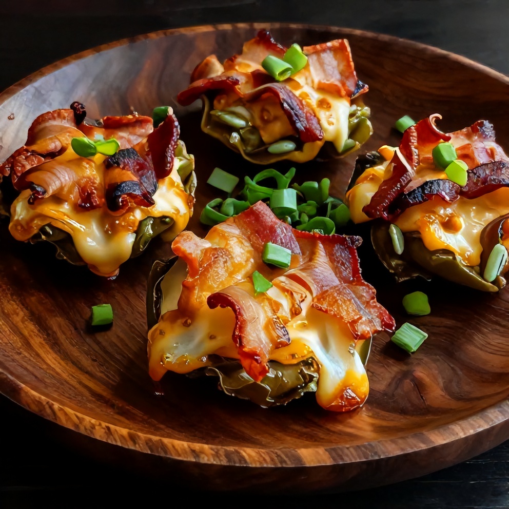 Plated Air Fryer Bacon-Wrapped Jalapeño Poppers