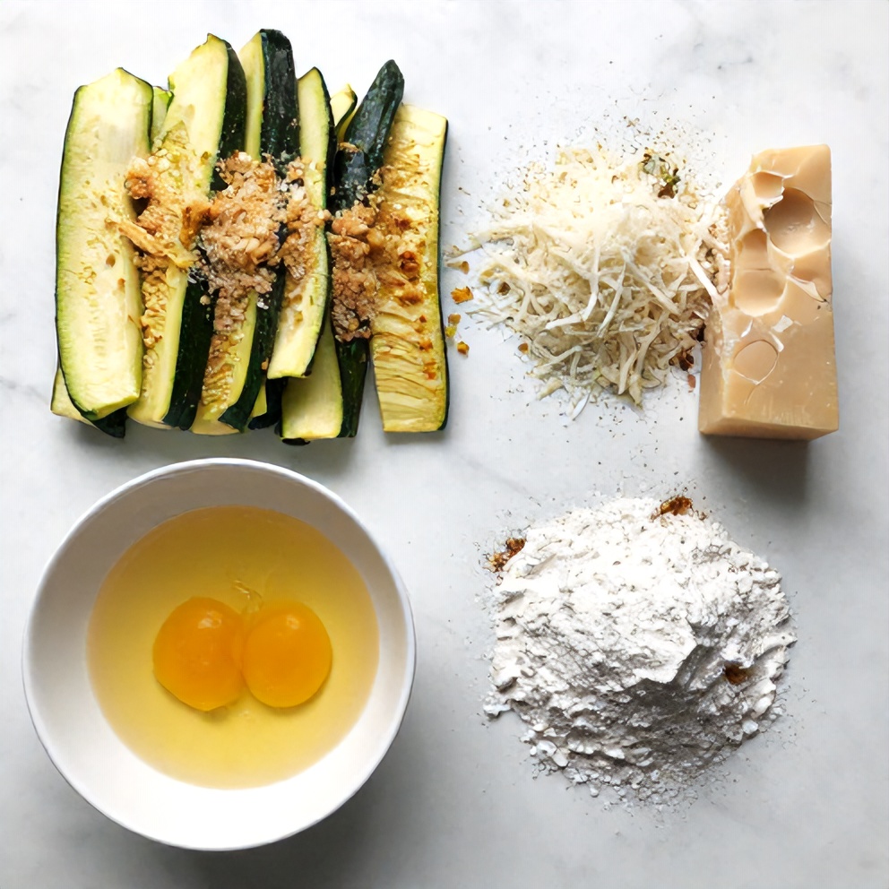 Raw ingredients for air fryer zucchini fries