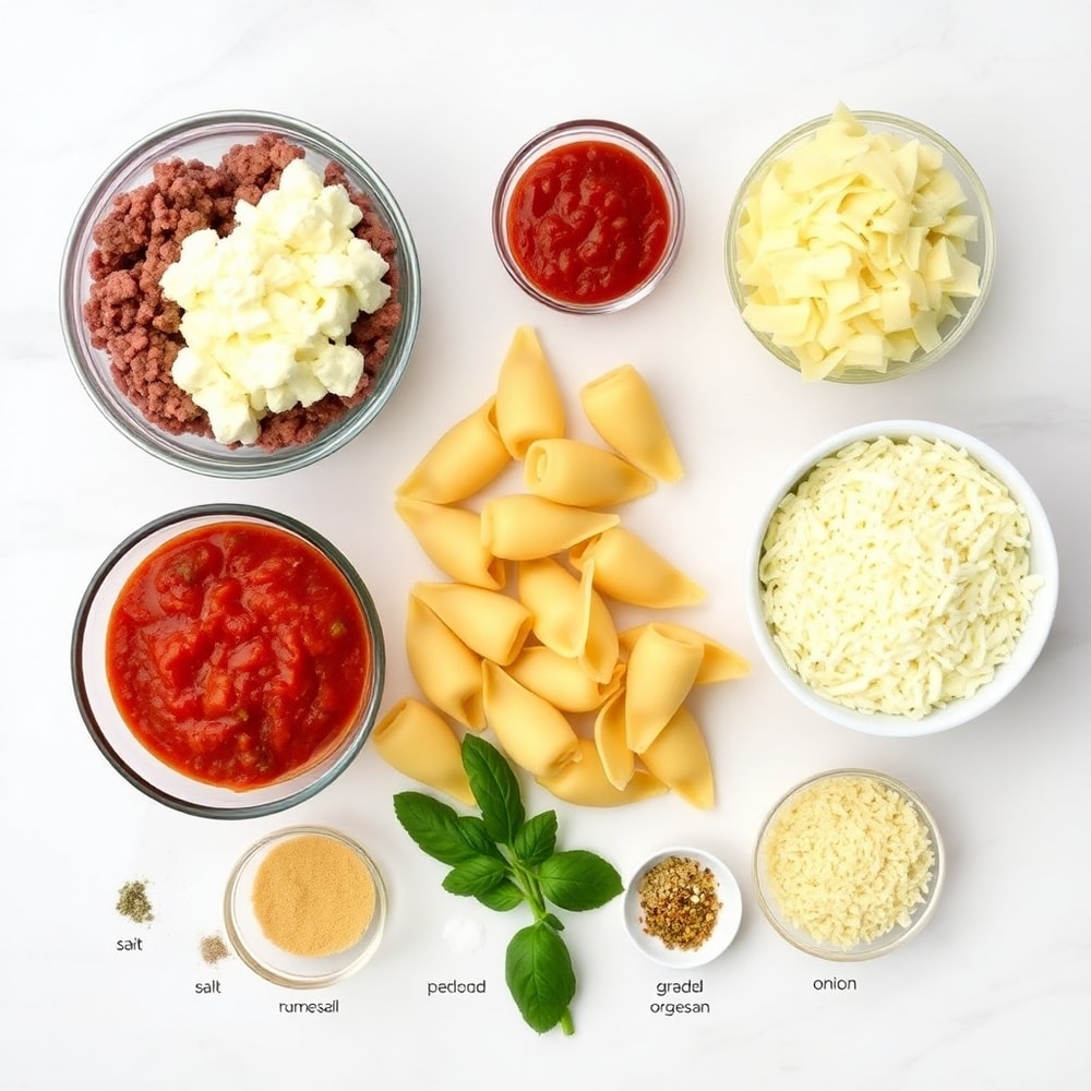 Baked Beef and Ricotta Stuffed Shells Ingredients
