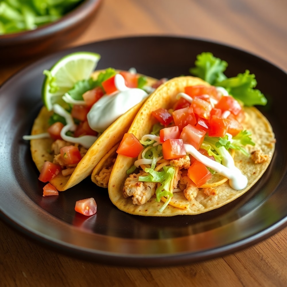 Plated Baked Chicken Bacon Ranch Tacos